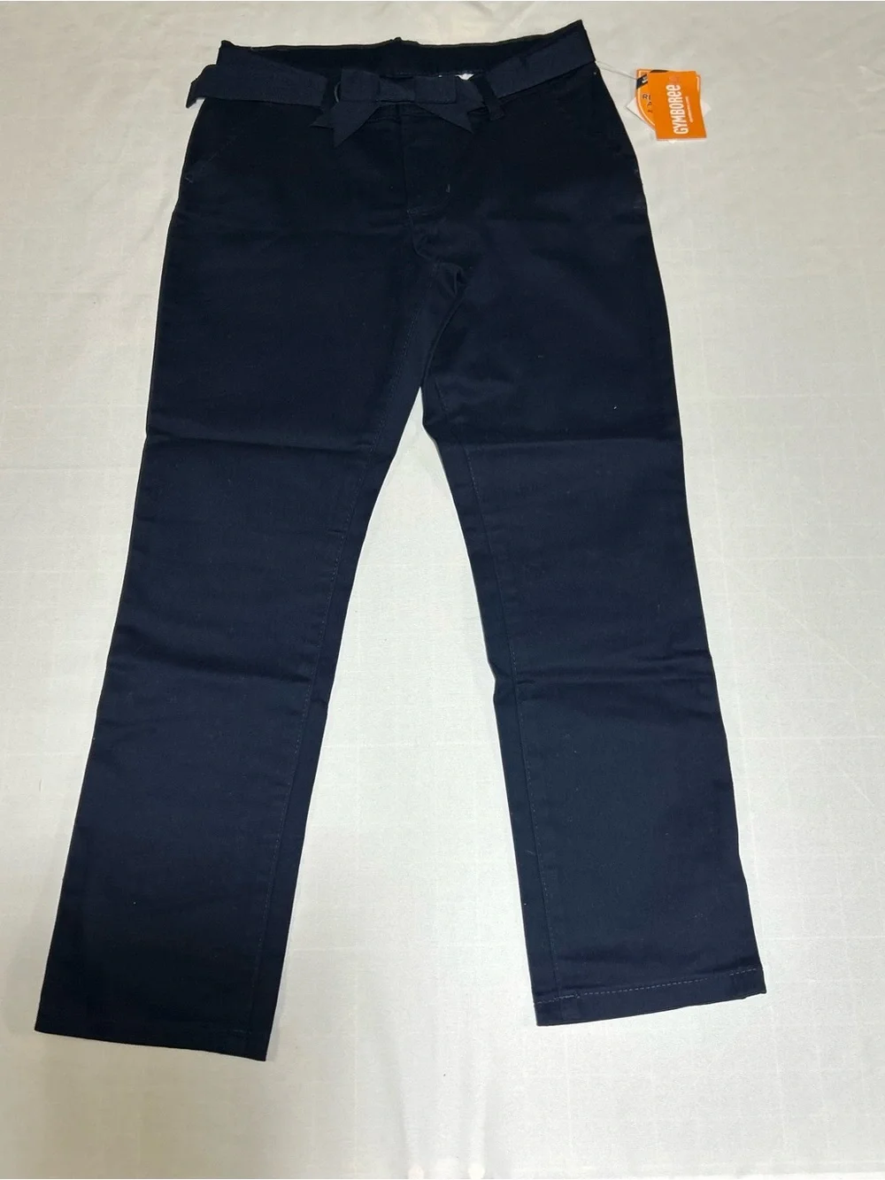 Gymboree Girls Blue Belted Woven Chino Pants NWT Uniform School Preppy Bow